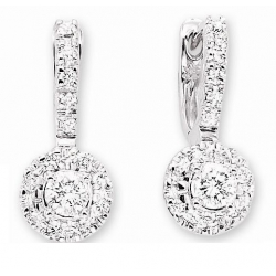 14Kt White Gold Diamond Huggies Earrings with Round Diamond Drop (0.55cts tw)