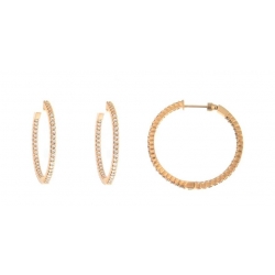 14Kt Rose Gold Inside & Out Diamond Hoop Earrings with Screw Back (1.55cts tw)