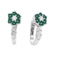 14Kt White Gold Emerald & Diamond Flower Style Earrings (0.68cts tw)