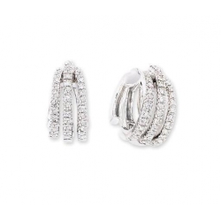14Kt White Gold Three Row Diamond Split Huggies Earrings (0.50cts tw)