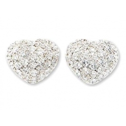 14Kt White Gold Pavé  Diamond Heart Shape Stud  Earrings (0.99cts tw)