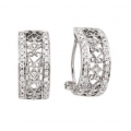 14Kt White Gold Antique Style Diamond Earrings with Omega Clip (0.42cts tw)