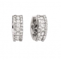 14Kt White Gold Princess Cut and Round Diamond Huggies Earrings (1.35cts tw)