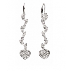 14Kt White Gold Diamond Heart & Leaf Drop Earrings (0.40cts tw)