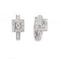 14Kt White Gold Diamond Huggies Earrings with Square Shape Design (0.45cts tw)