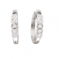 14Kt White Gold Five Diamonds with Milgrain Finish Hoop Earrings (0.35cts tw)