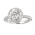 14Kt White Gold Pavé Diamond Halo Engagement Ring (0.80cts tw)