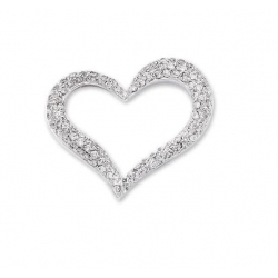14Kt White Gold  Pavé Diamond Slanted Open Heart Pendant  (0.95cts tw)