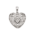 14Kt White Gold Princess Cut & Round Diamond Heart Cut out Pendant with Bail (0.35cts tw)