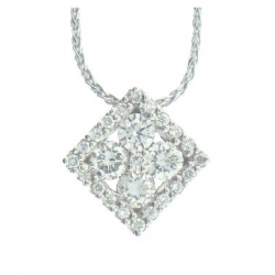 14Kt White Gold Square Shape Diamond Necklace (0.51cts tw)