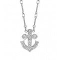 14Kt White Gold Diamond Anchor Necklace (0.27cts tw)