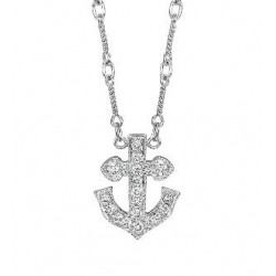 14Kt White Gold Diamond Anchor Necklace (0.27cts tw)