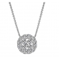 14Kt White Gold Round Cluster Diamond Necklace (0.74cts tw)
