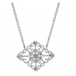 14Kt White Gold Antique Style Diamond Necklace (0.32cts tw)