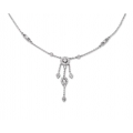 14Kt White Gold Bezel Set Circle and Dangle Diamond Necklace (0.60cts tw)