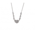 14Kt White Gold Small Diamond Heart with Diamond Station Necklace (0.32cts tw)