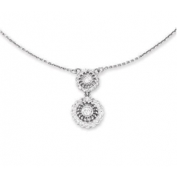 14Kt White Gold Double Flower Diamond Necklace (0.35cts tw)