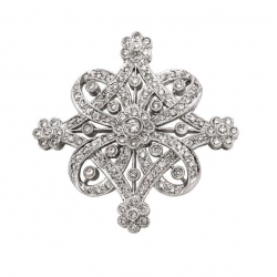 14Kt White Gold Antique Style Diamond Pin (1.00cts tw)