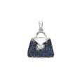 14Kt White Gold Diamond & Blue Sapphire Purse Enhancer Charm Pendant (0.47cts tw)