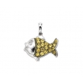 14Kt White Gold Yellow Sapphire & Diamond Fish Enhancer Charm Pendant (0.33cts tw)