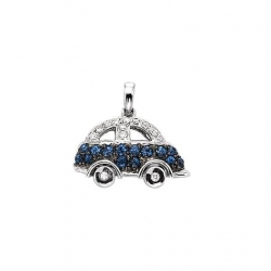 14Kt White Gold Diamond & Blue Sapphire Car Enhancer Charm Pendant (0.46cts tw)