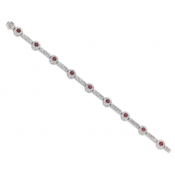 14Kt White Gold Round Ruby & Diamond Station Bracelet (2.62cts tw)
