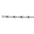 14Kt White Gold Princess Cut Blue Sapphire & Diamond Station Bracelet (2.53cts tw)