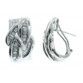 18Kt White Gold Baguette Diamond Braided Design Earrings with Omega Clip (1.55cts tw)