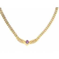 14Kt Yellow Gold Baby Panther Diamond & Amethyst Necklace (1.58cts tw)