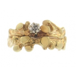 14Kt Yellow Gold Diamond Nugget Ring (0.13cts tw)