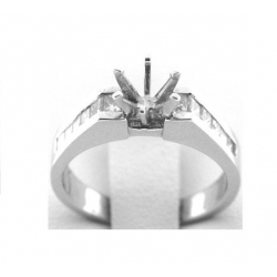 18Kt White Gold Channel Set Princess Cut Diamond Engagement Ring for 0.50cts Center (0.66cts tw)