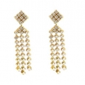 18Kt Yellow Gold Three Row Diamond Drop Earrings (3.60cts tw)