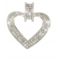 14Kt White Gold Invisible Set Princess Cut Diamond Open Heart Pendant (1.13cts tw)