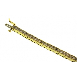 14Kt Yellow Gold Channel Set Princess Cut Diamond Tennis Bracelet (8.90cts tw)
