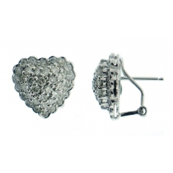 18Kt White Gold Heart Shape Diamond Earrings with Omega Clip (1.69cts tw)