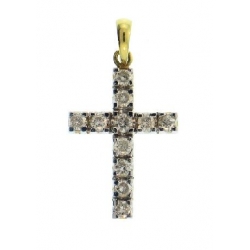 18Kt Yellow Gold Prong Set Diamond Cross Pendant (0.56cts tw)
