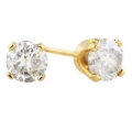 14Kt Yellow Gold Four Prong Round Diamond Stud Earrings (0.82cts tw)