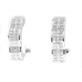 18Kt White Gold Three Row Invisible Set Princess Cut Diamond Earrings (1.86cts tw)