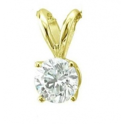 14Kt Yellow Gold Round Solitaire Diamond Pendant (0.50cts tw)