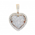 14Kt Rose Gold Invisible Set Princess Cut  & Round Diamond Heart Pendant (1.73cts tw)