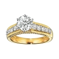 18Kt Yellow Gold Diamond Engagement Ring with Twisted Trim for 1 carat Center (0.50cts tw)