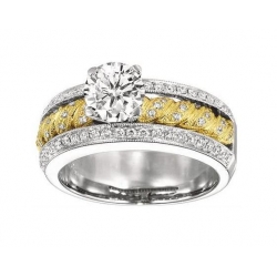 18Kt Two-tone Rope Design Diamond Engagement Ring (0.40cts tw)