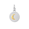 18Kt Yellow Gold and Sterling Silver Diamond Moon Disc Pendant (0.02cts tw)
