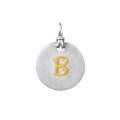 18Kt Yellow Gold and Sterling Silver Initial "B" Pendant
