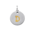 18Kt Yellow Gold and Sterling Silver Initial "D" Pendant