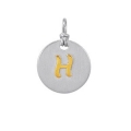 18Kt Yellow Gold and Sterling Silver Initial "H" Pendant