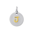 18Kt Yellow Gold and Sterling Silver Initial "J" Pendant