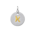 18Kt Yellow Gold and Sterling Silver Initial "K" Pendant