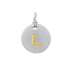 18Kt Yellow Gold and Sterling Silver Initial "L" Pendant
