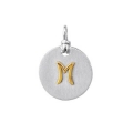 18Kt Yellow Gold and Sterling Silver Initial "M" Pendant